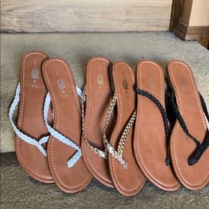 Multi colored bundled sandals
